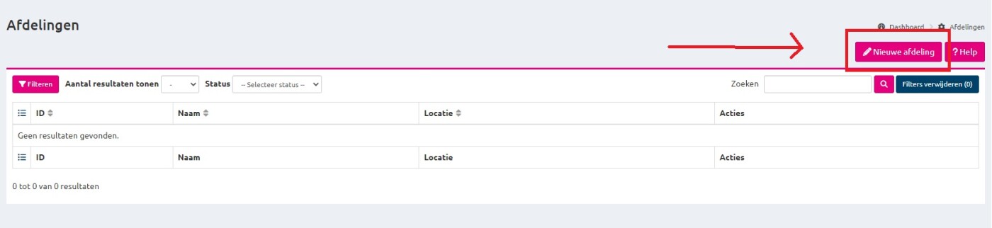 Nieuwe afdeling knop