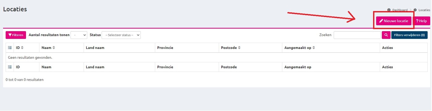 Nieuwe locatie knop