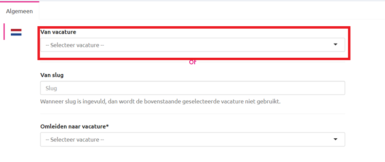 Omleiding van vacature