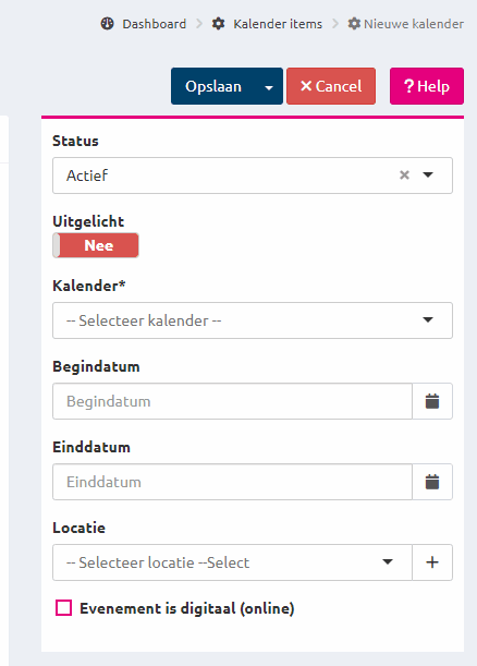 Sidebar-kalender